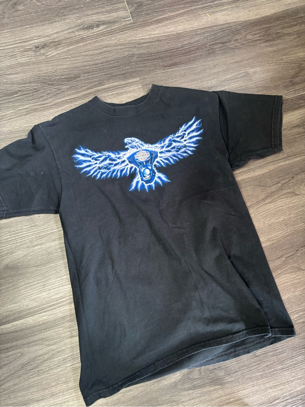 Vintage 2003 Harley-Davidson Black Tee Red Lobster Lightning Eagle LG Cape Cod